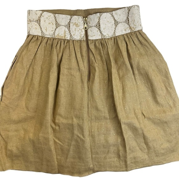 ANTHROPOLOGIE Lauren Moffatt Linen Skirt with Studded Pockets & Silk Lining - Picture 3 of 10